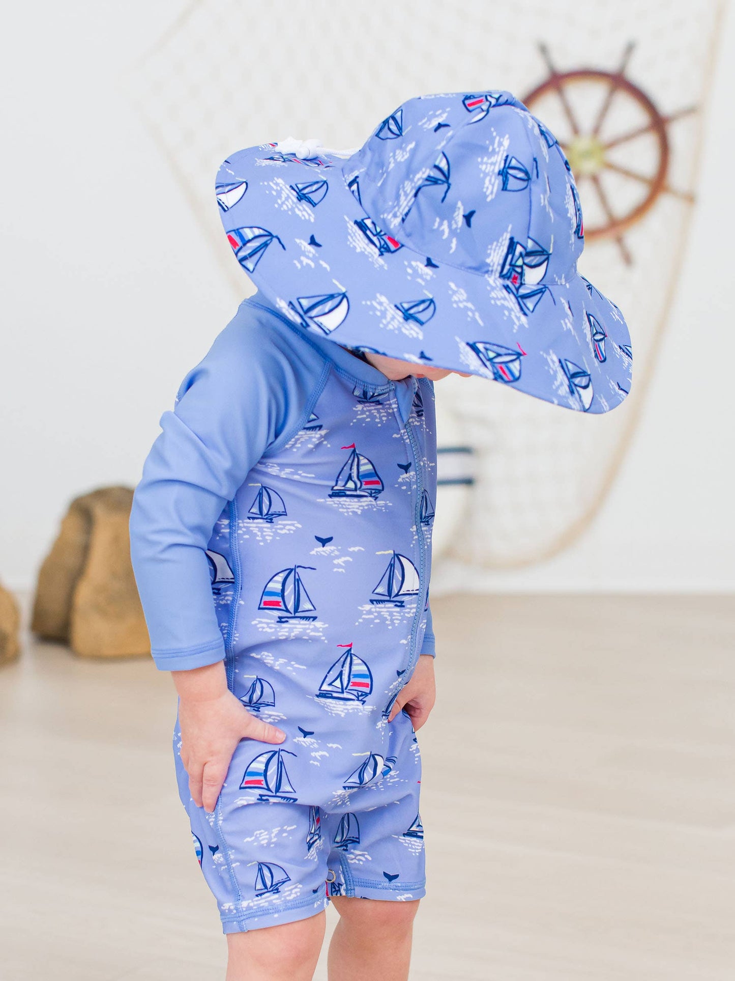 Kids Blue Seas the Day Sun Protective Hat