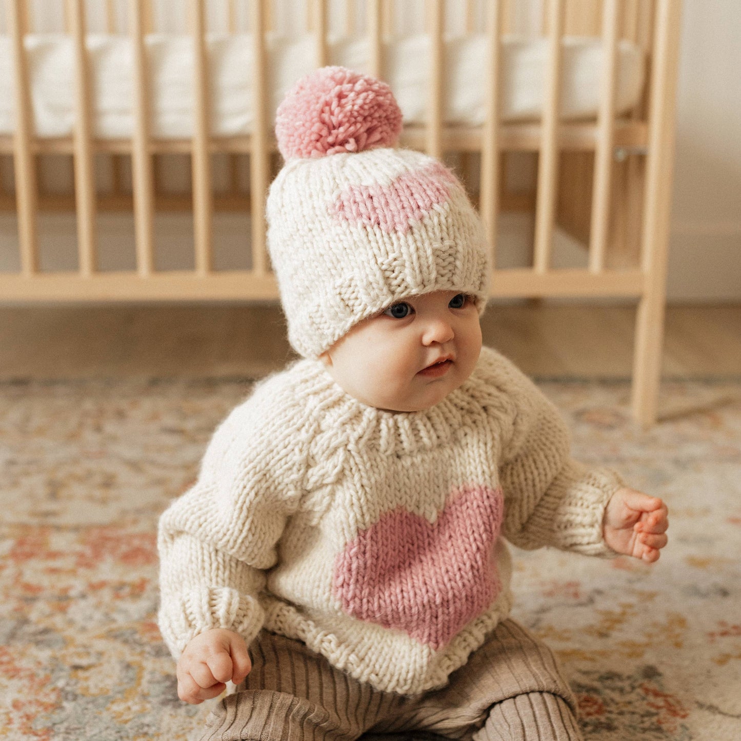 Sweetheart Knit Beanie Hat Rosy