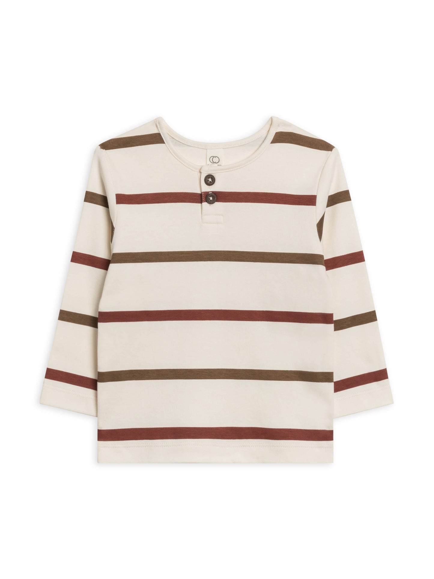 Colored Organics - Reef Henley Crew Neck Tee - Max Stripe / Garnet + Sepia