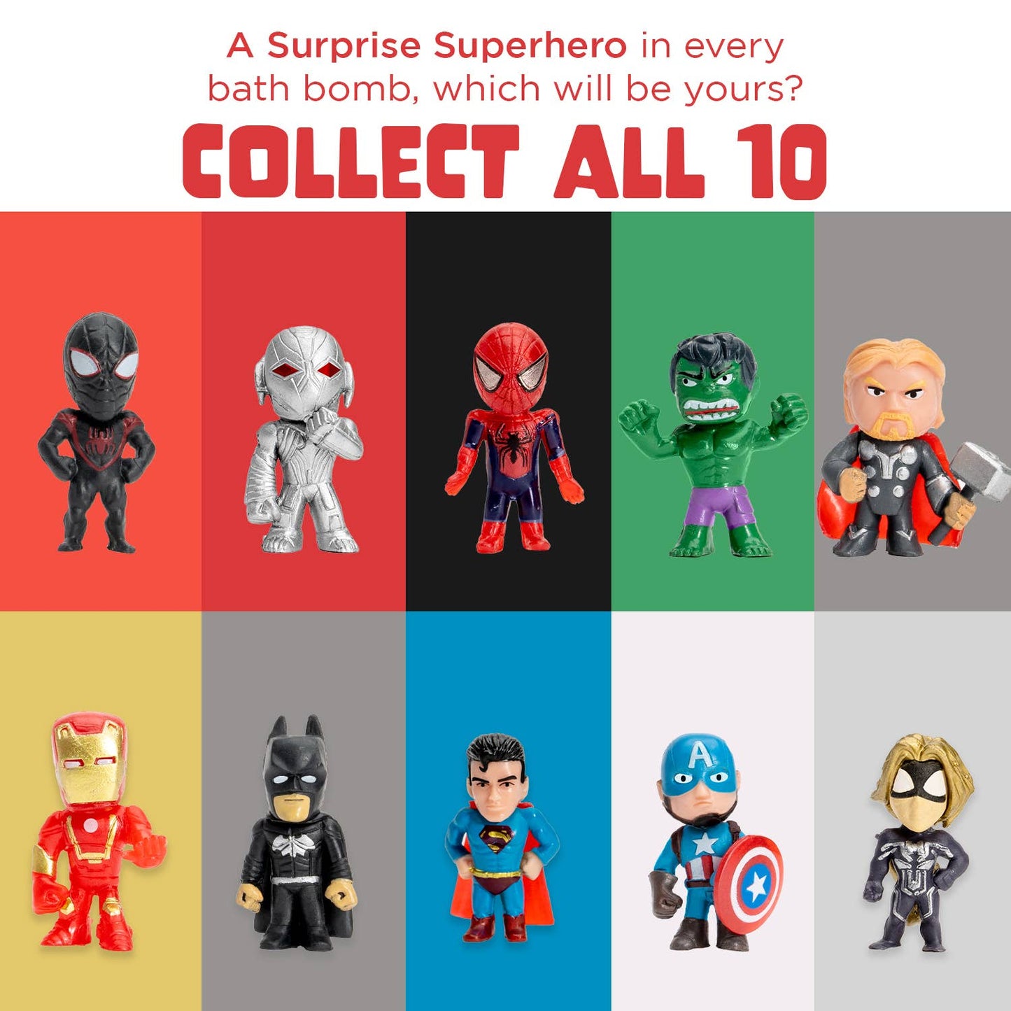 Superhero Kids Bath Bombs Gift Set with Toys Inside