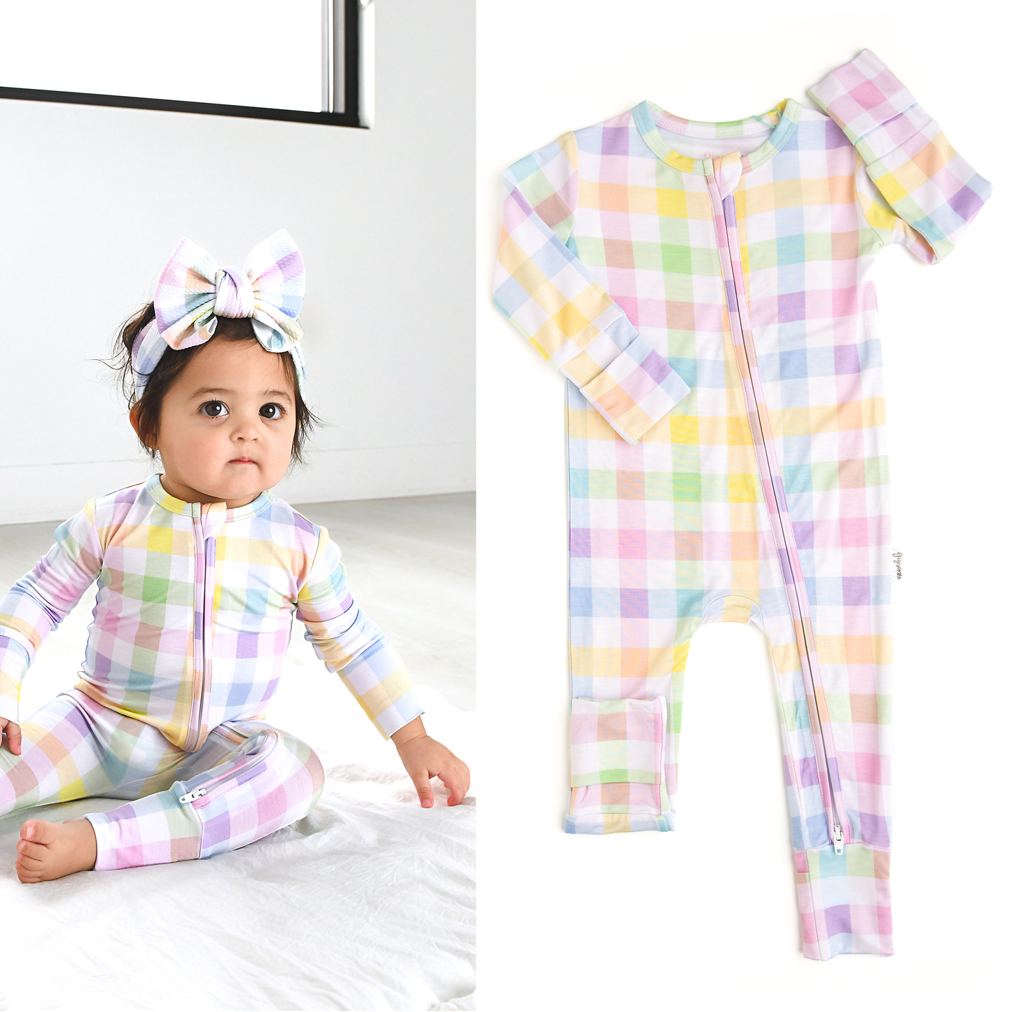Winnie Pastel Plaid Zip Easter Kids Plaid Outfit