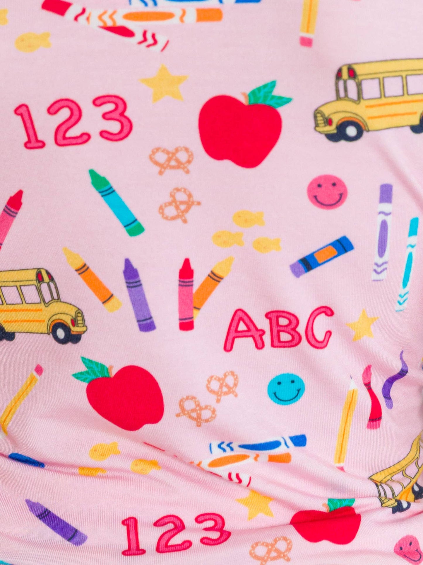 Pink School House Bamboo Viscose Ruffle Long Sleeve Pajama Set