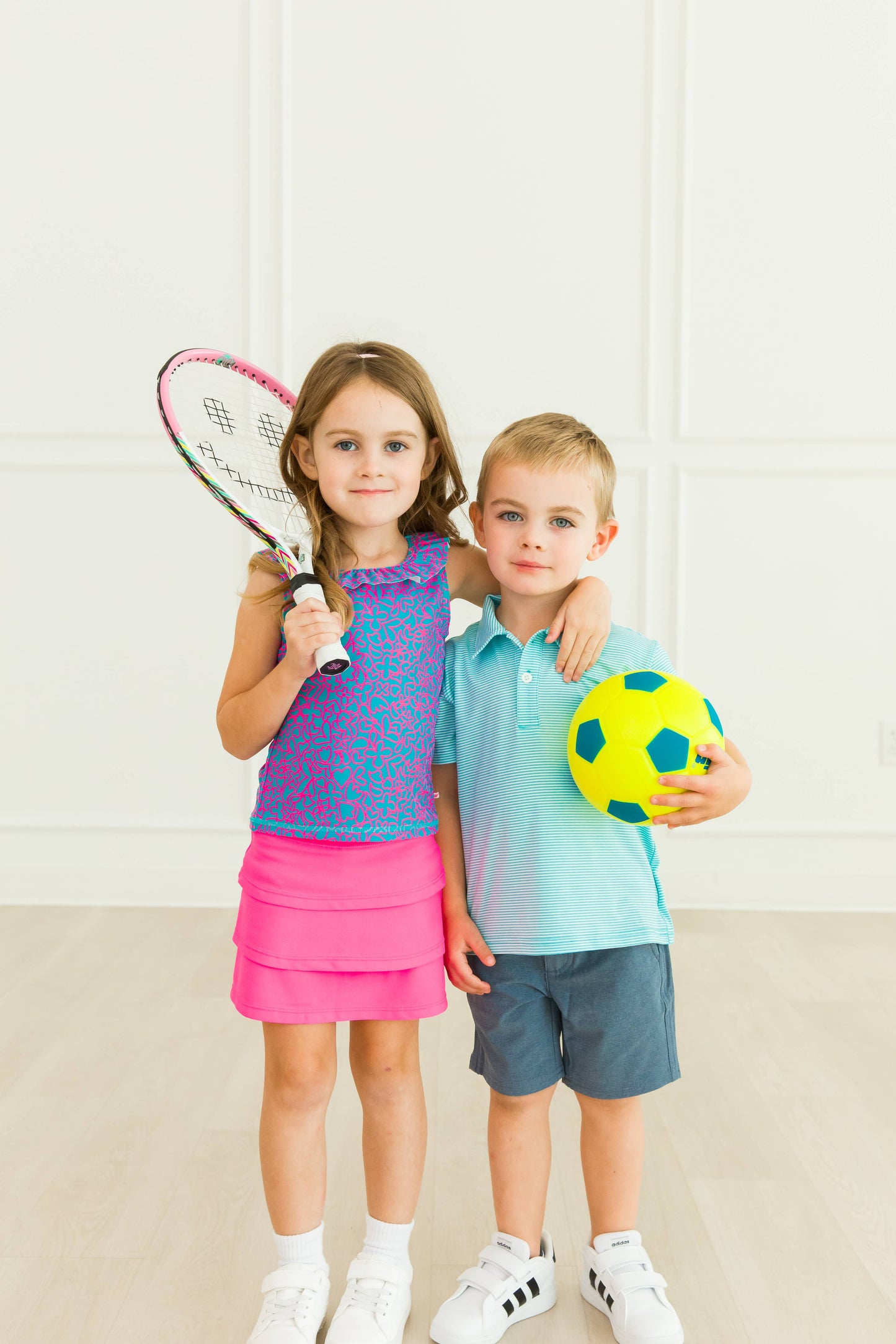 Girls Neon Glow Active Ruffle Tank Top