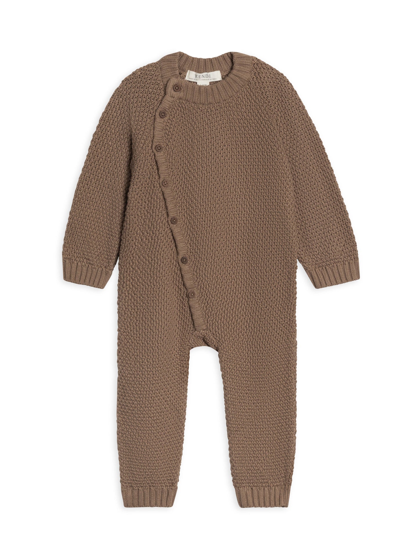 Colored Organics - Casey Seed Stitch Sweater Knit Kimono Romper - Taupe