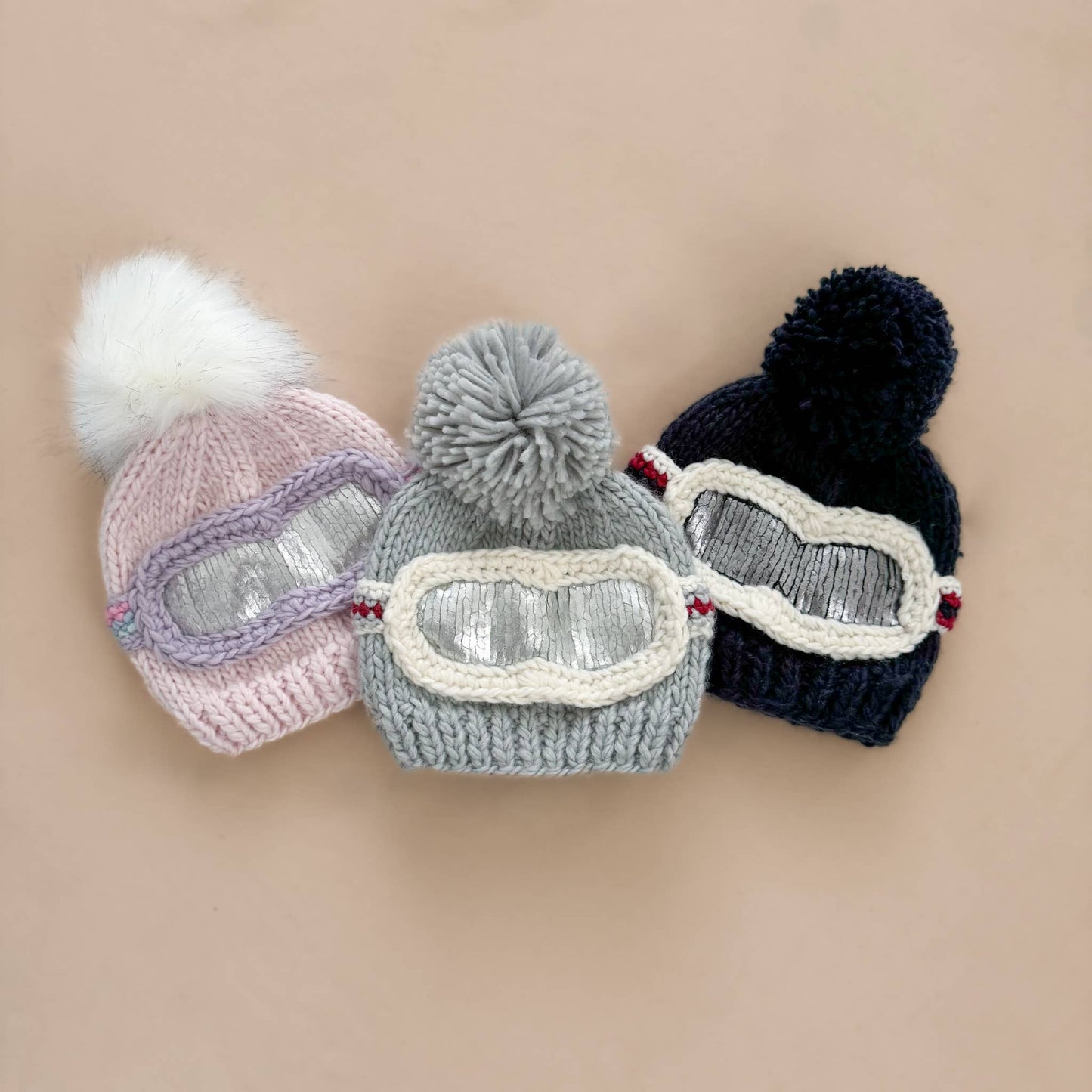 Baby Pink Ski Goggles Beanie