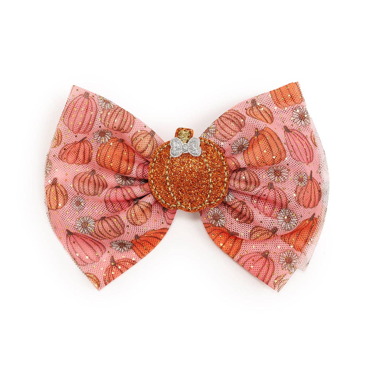 Pumpkin Daisy Blush Tulle Bow Clip