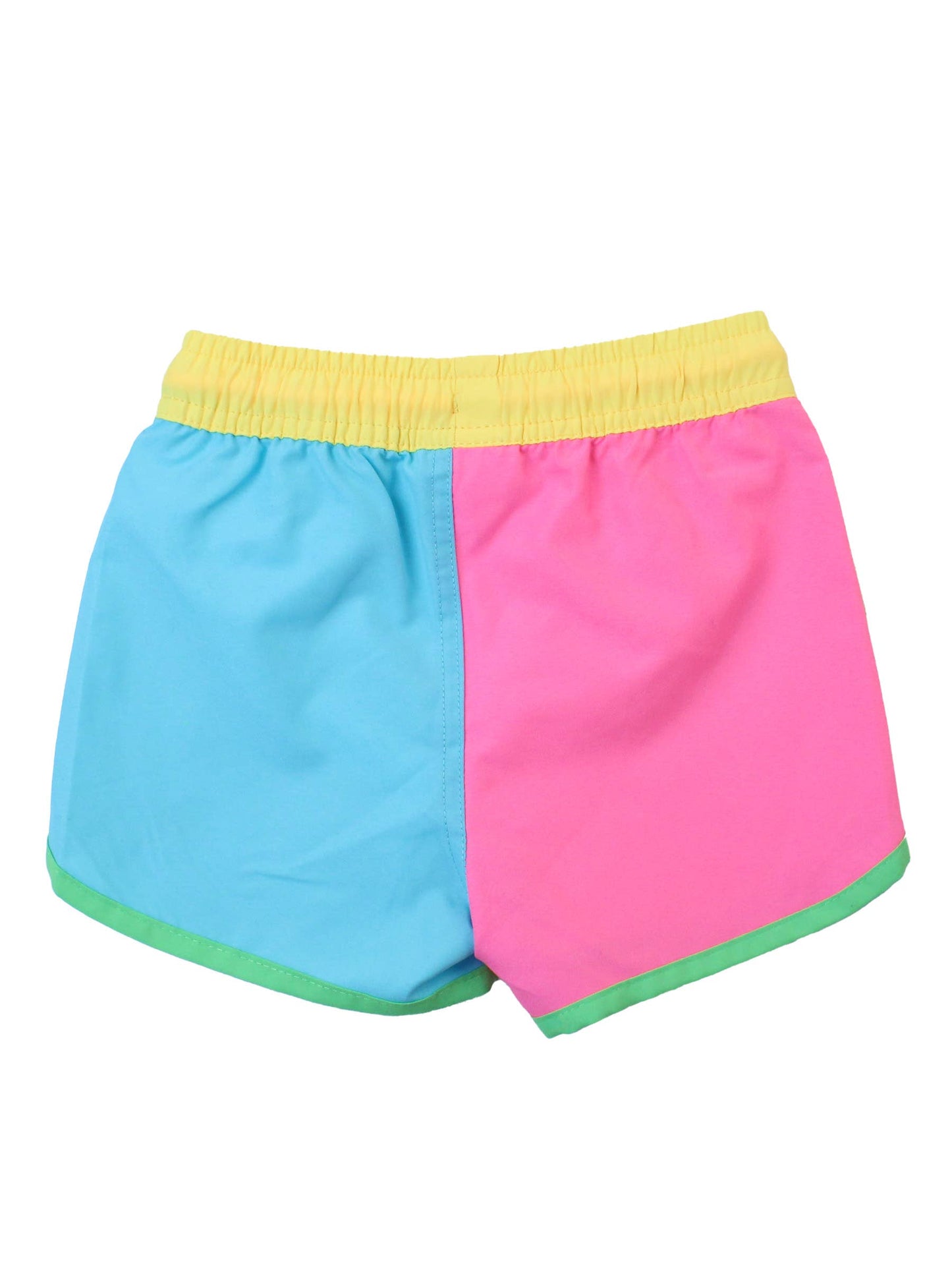 RuffleButts + RuggedButts - Boys Neon Color Block Dolphin Hem Swim Trunks