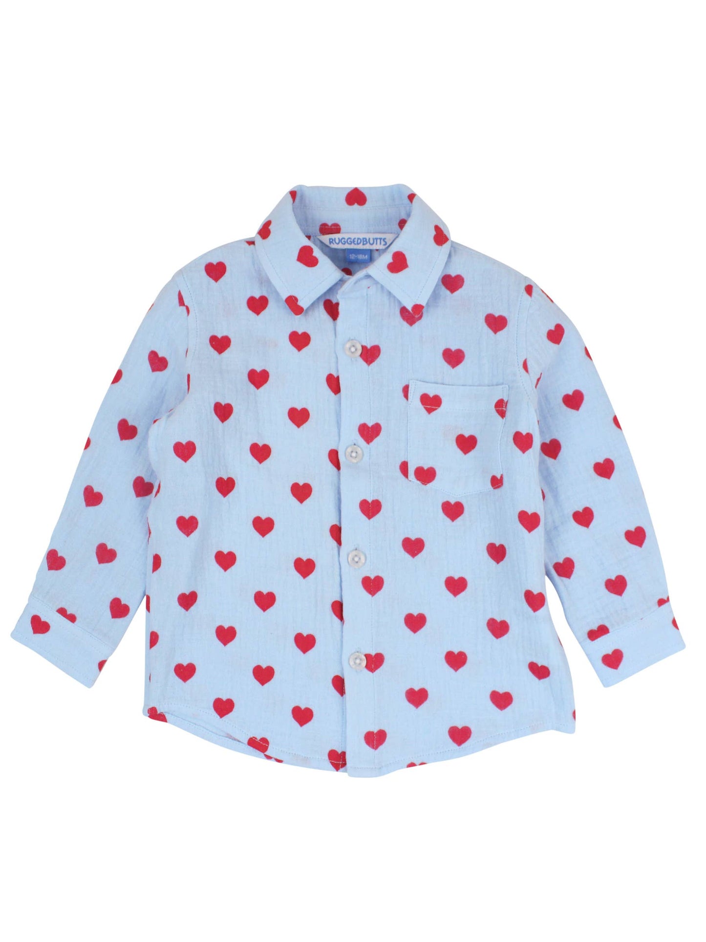 RuffleButts + RuggedButts - Boys Steal Your Heart Cotton Gauze Long Sleeve Button Down Shirt
