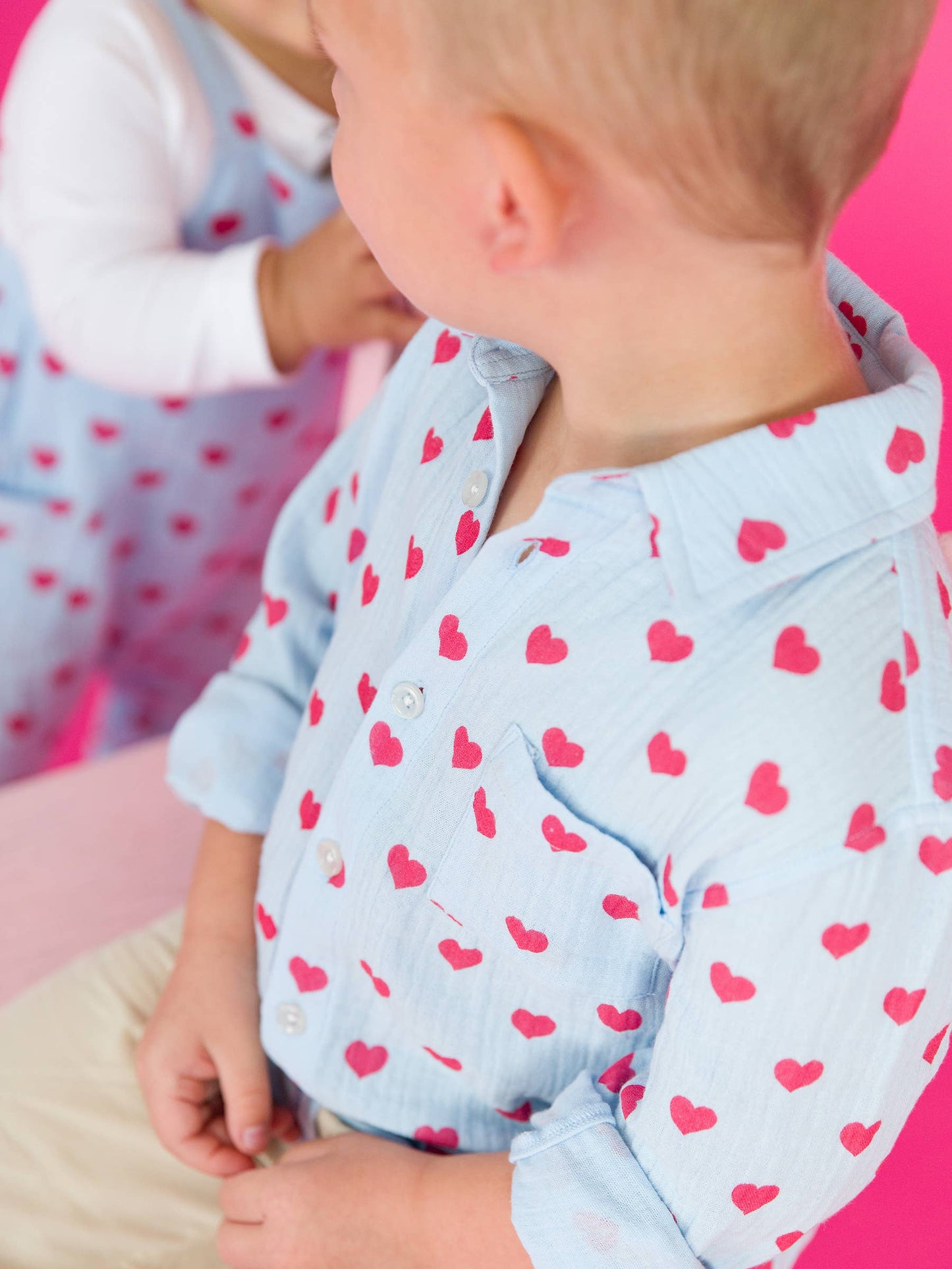 RuffleButts + RuggedButts - Boys Steal Your Heart Cotton Gauze Long Sleeve Button Down Shirt