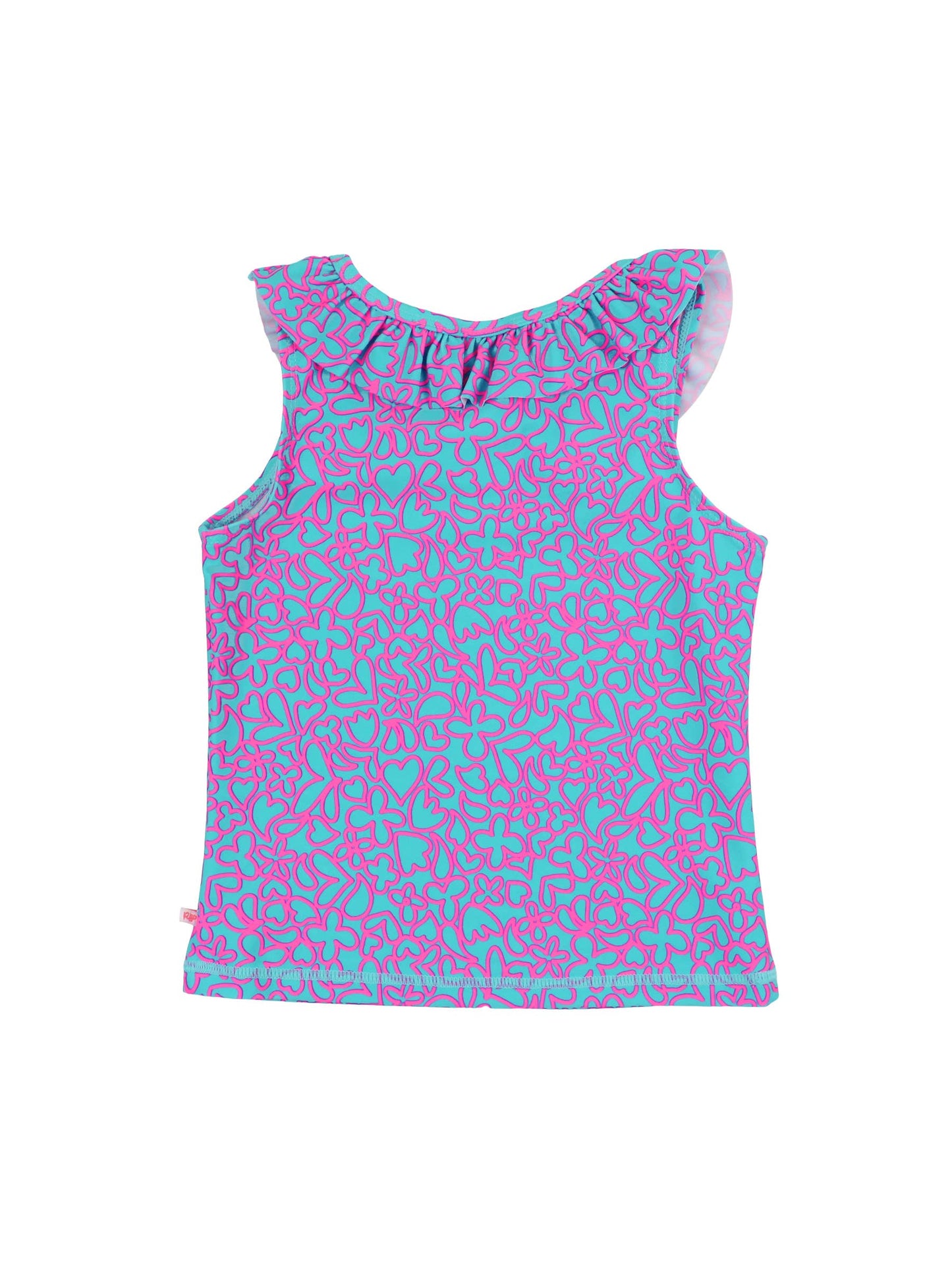 Girls Neon Glow Active Ruffle Tank Top