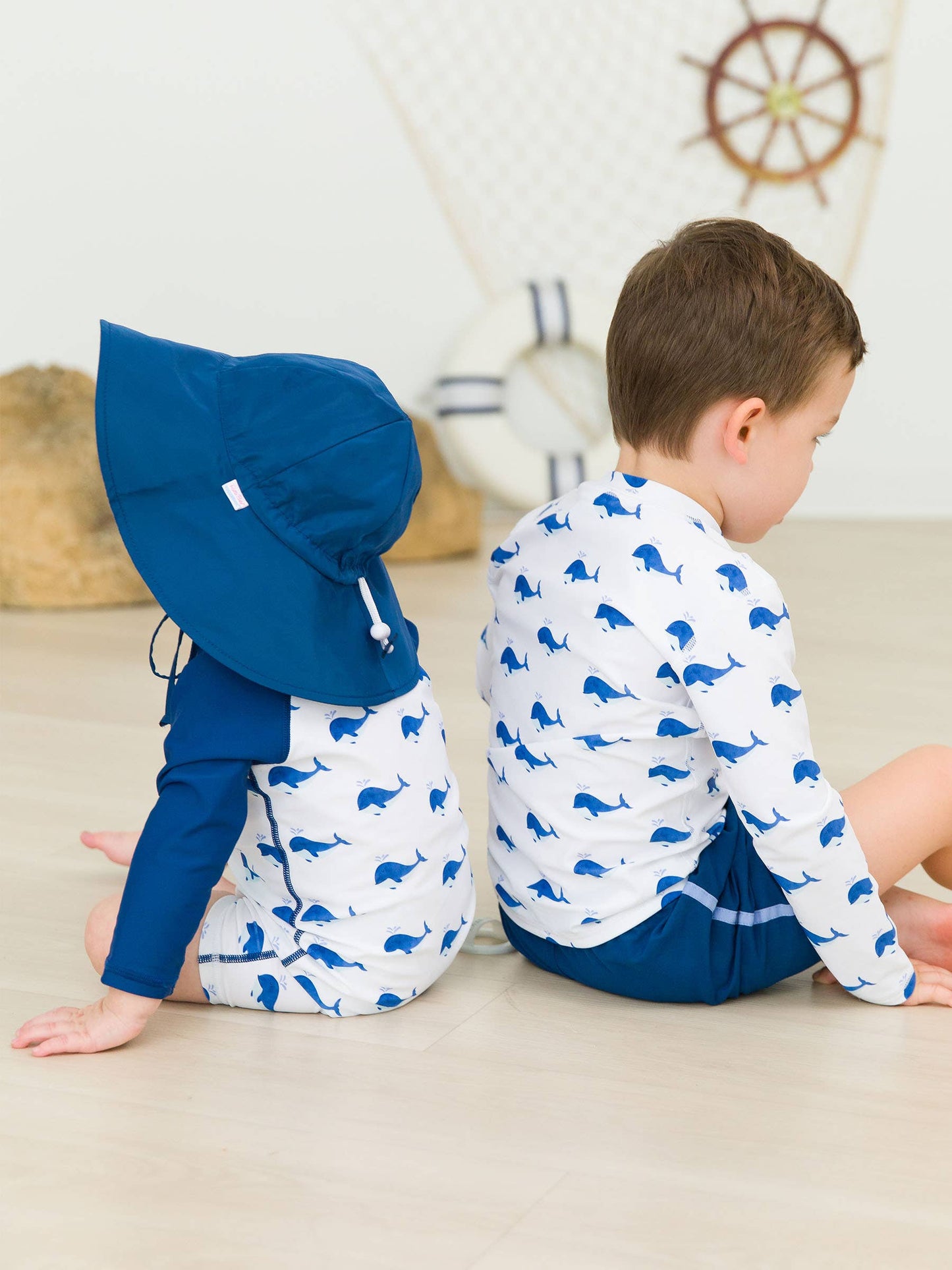 Baby Boys Whale Friends Long Sleeve One Piece Rash Guard