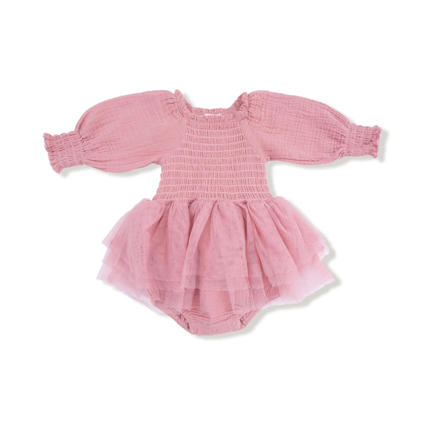 Smocked Bubble W/ Tutu in Rose