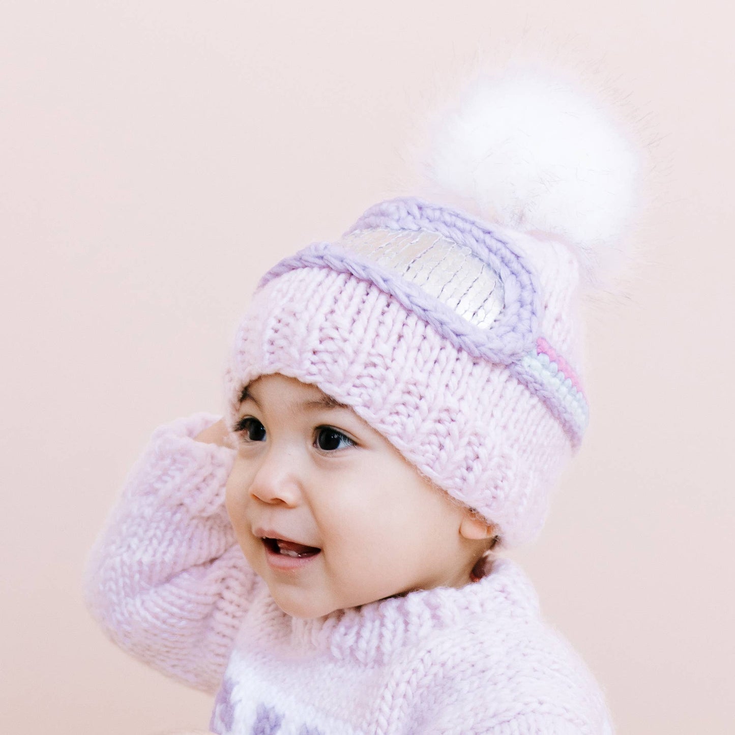 Baby Pink Ski Goggles Beanie