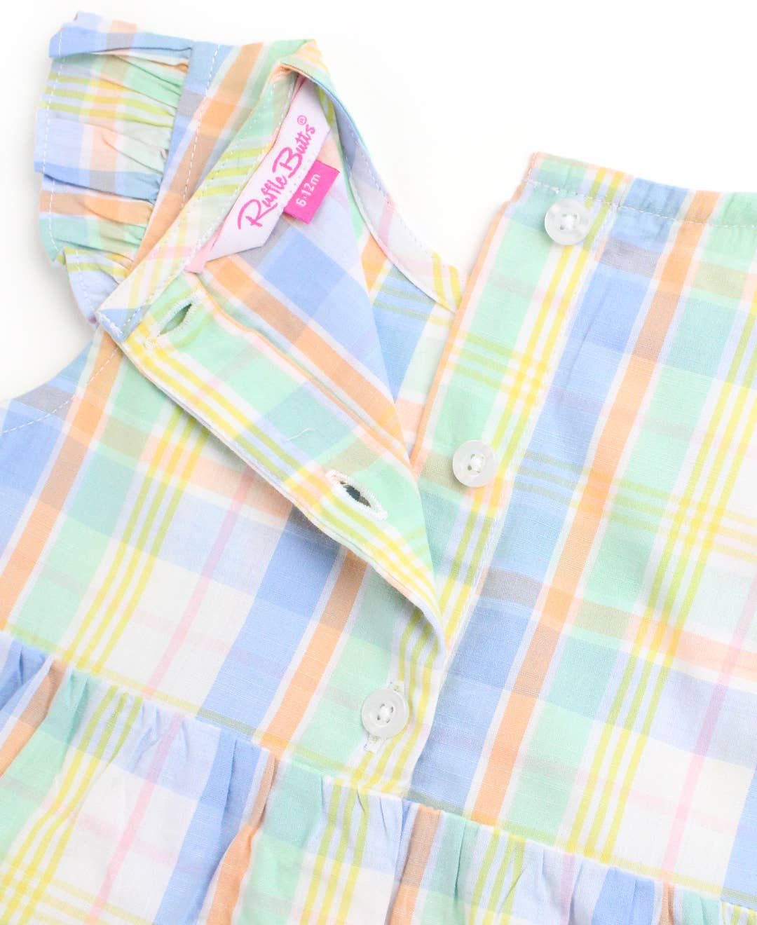 Clubhouse Rainbow Plaid Flutter Sleeve Skirted Romper