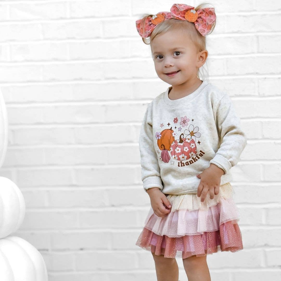 Pumpkin Daisy Blush Tulle Bow Clip