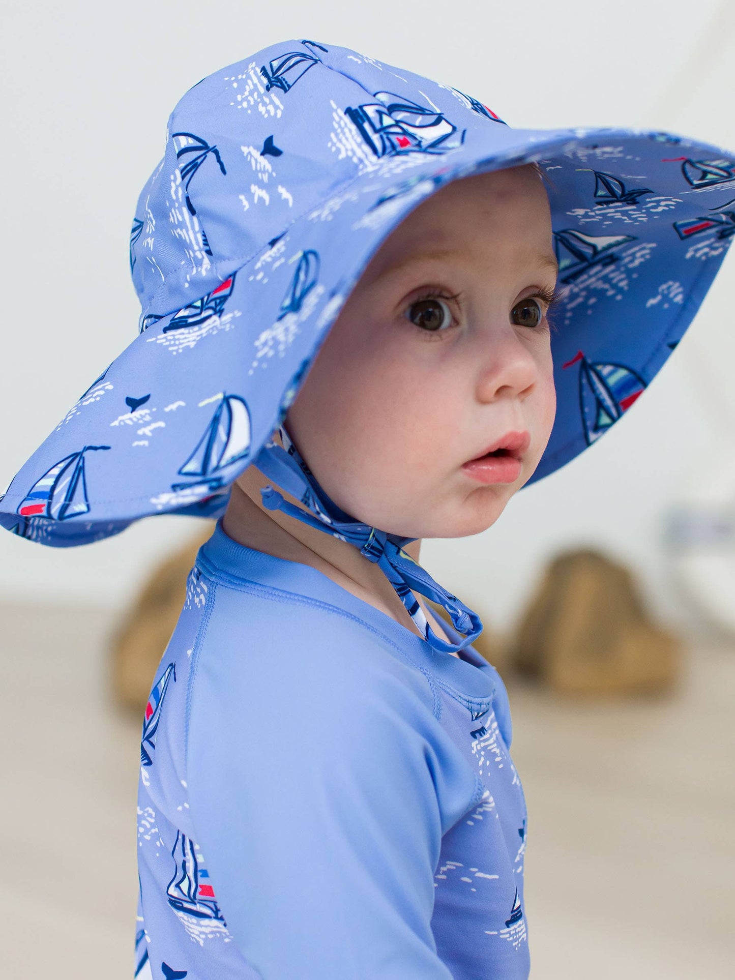 Kids Blue Seas the Day Sun Protective Hat