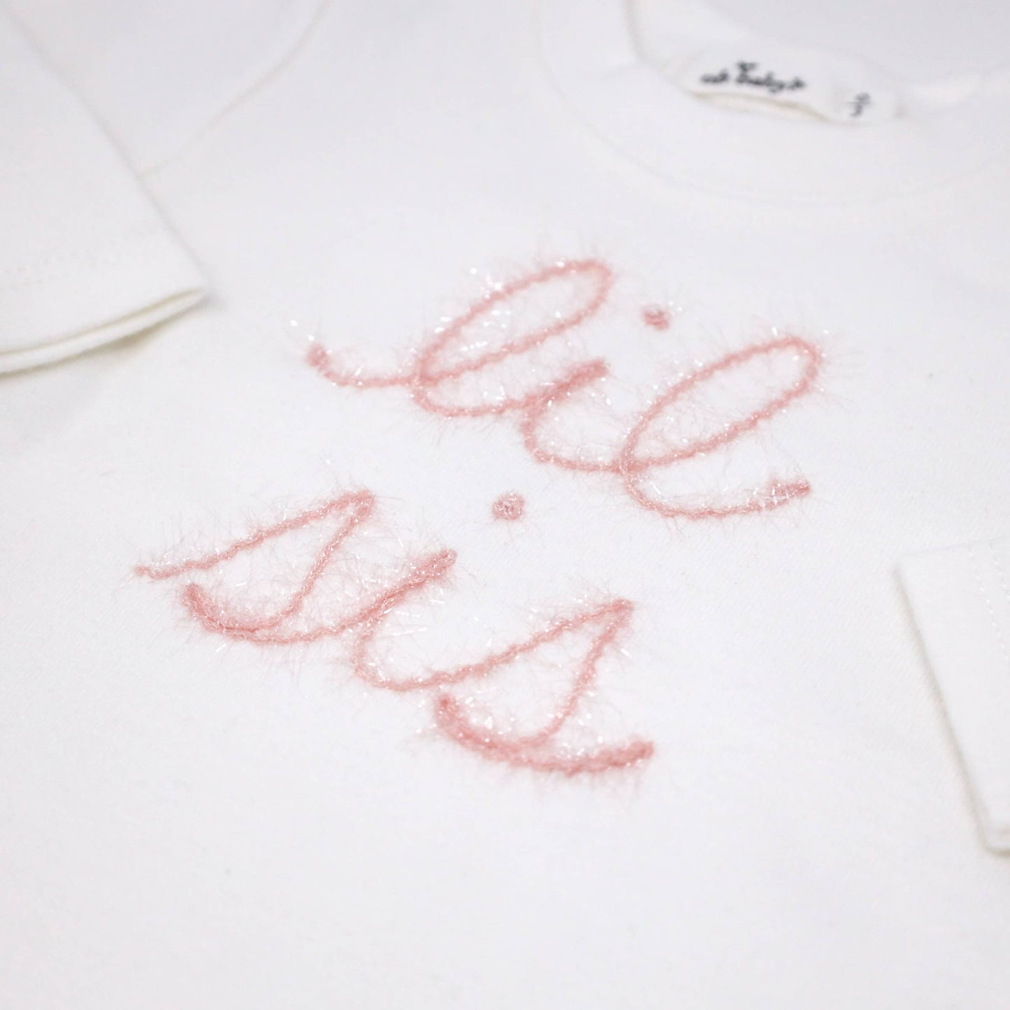 "Lil Sis" Sparkle Pink Embroidered 2PC