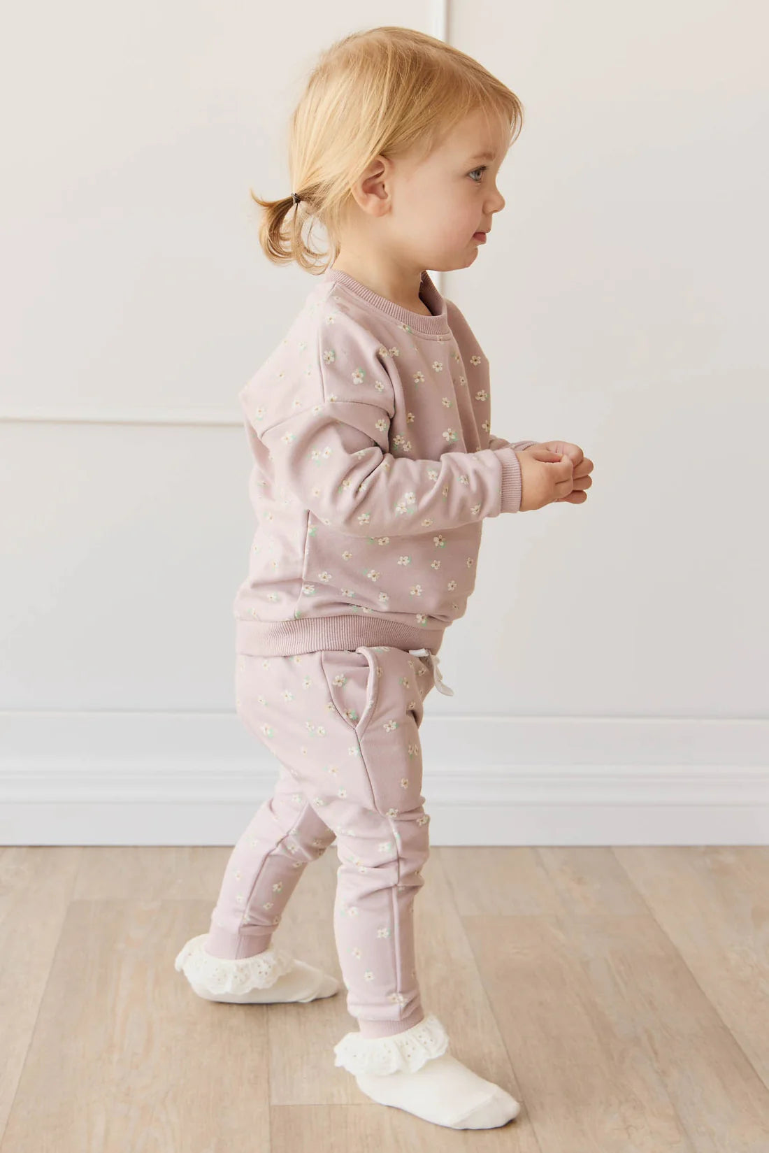 Organic Cotton Morgan Track Pant - Simple Flowers Lilac