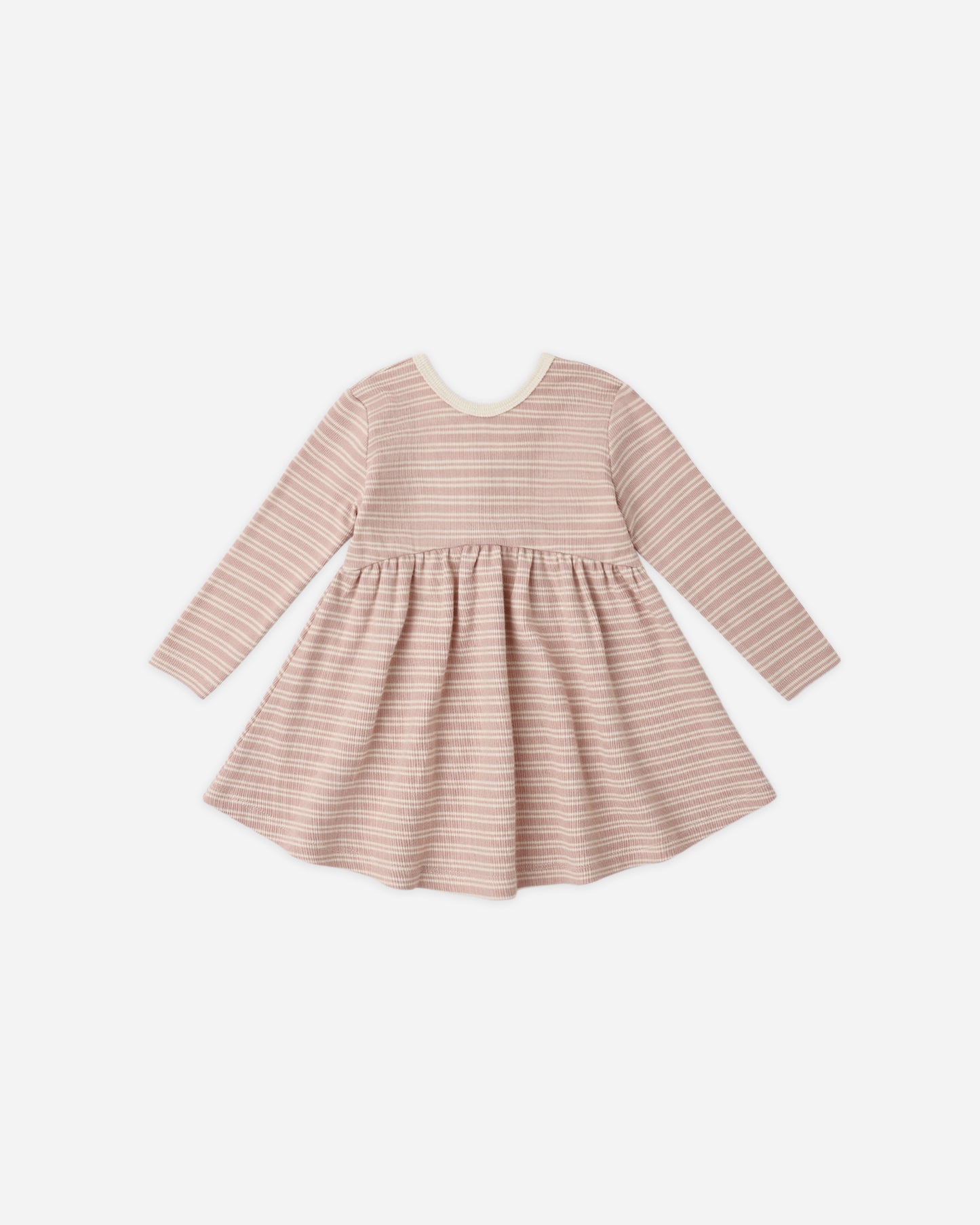 Ribbed Long Sleeve Dusty Rose Microstripe