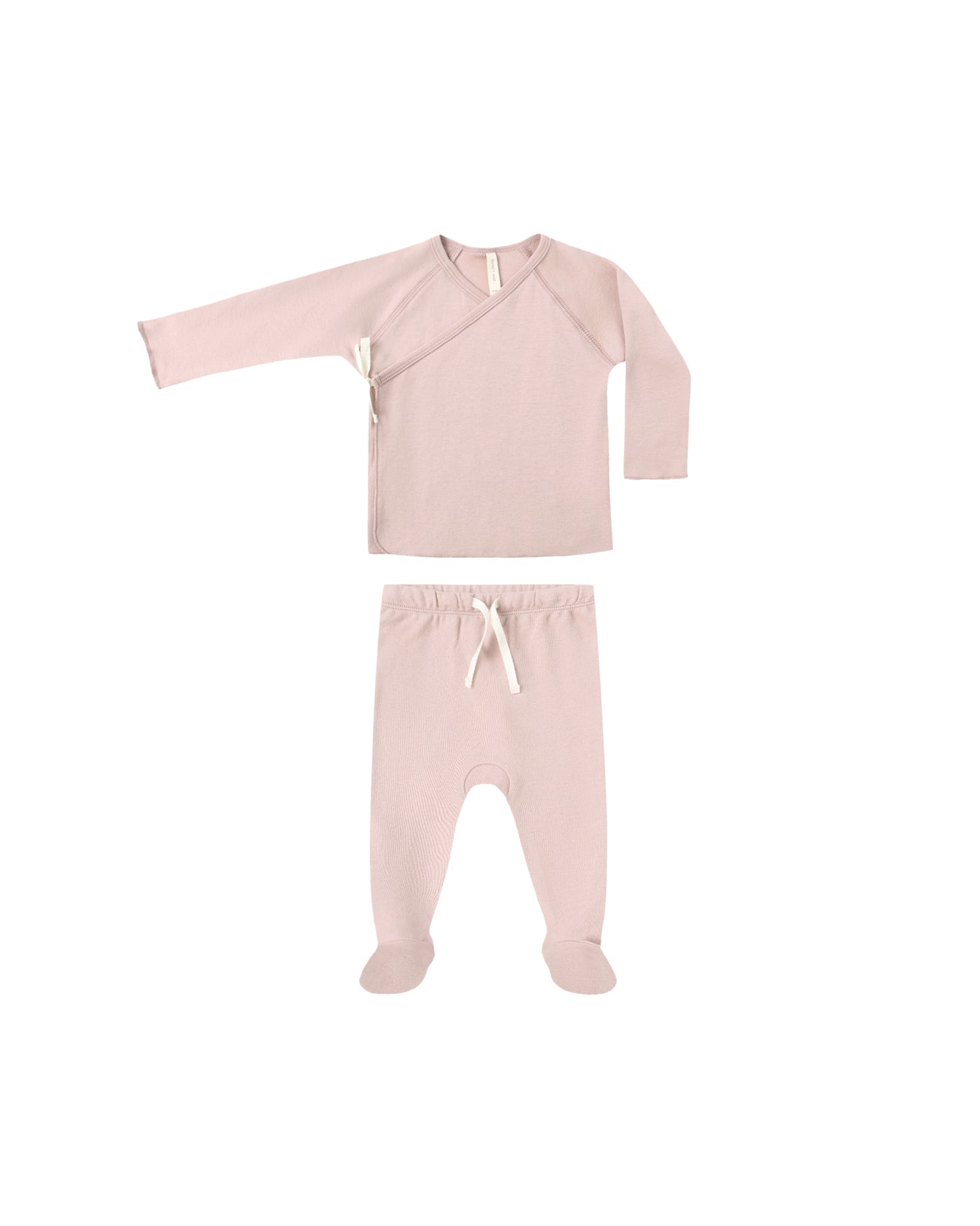WRAP TOP + FOOTED PANT SET || ROSE