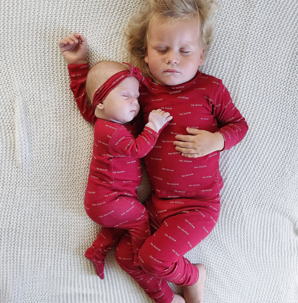 Kids' Organic L/Sleeve PJ Set in Be Mine