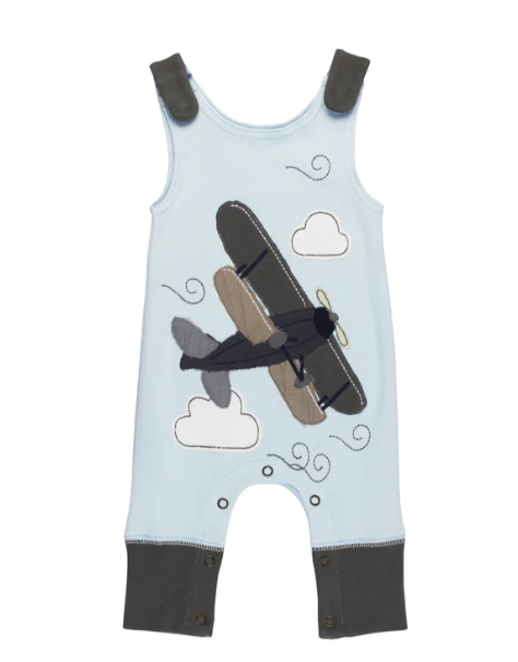 Organic Appliqué Harem Romper in Airplane