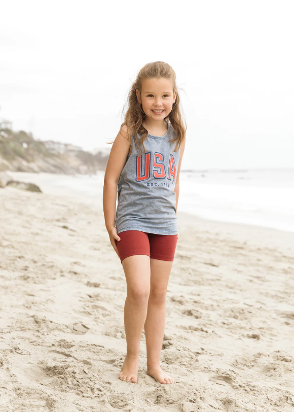 Red Elevated Biker Short