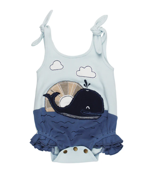 Organic Appliqué Bodysuit in Whale