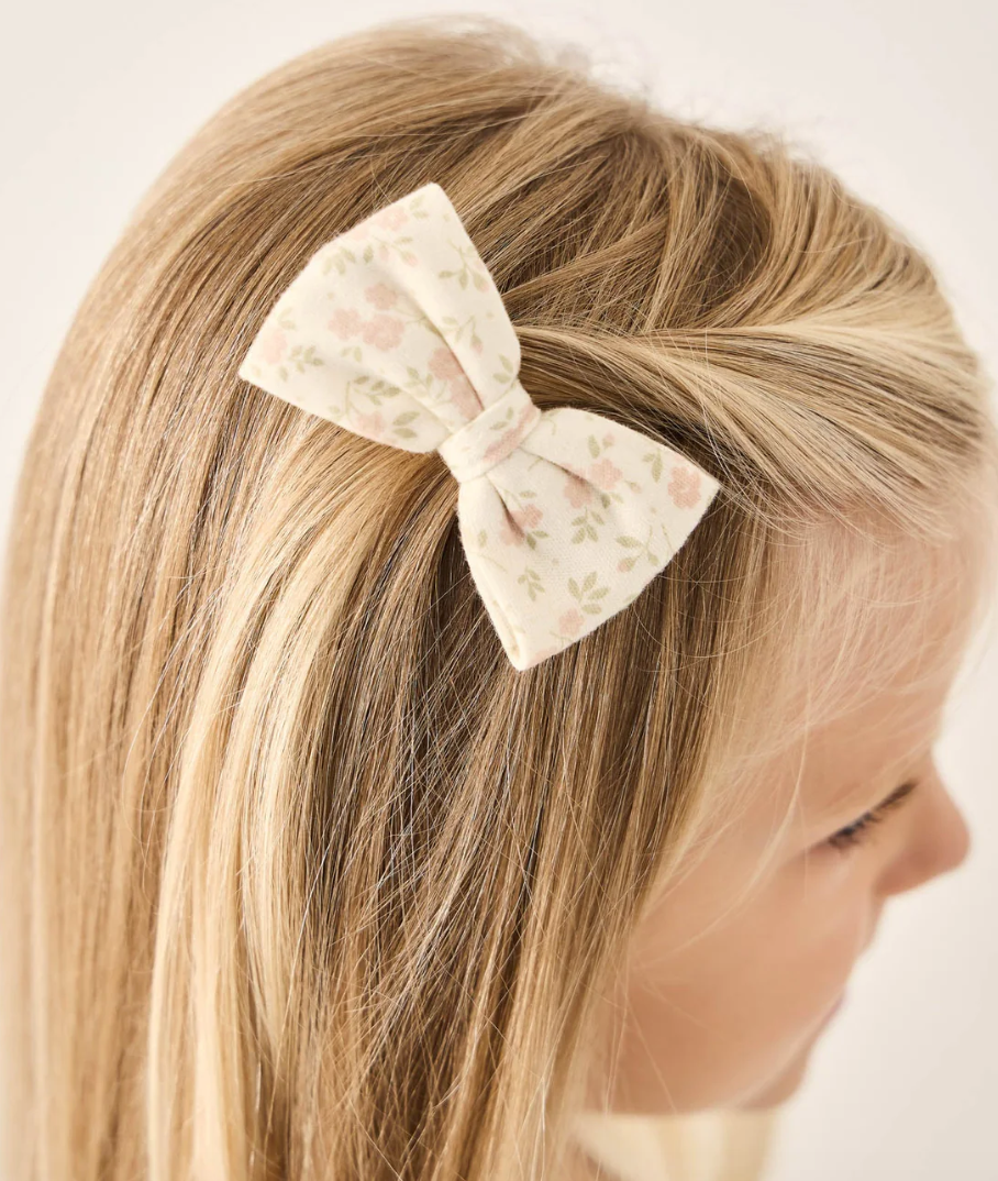 Rosalie Floral Mauve Organic Cotton Bow 2PK