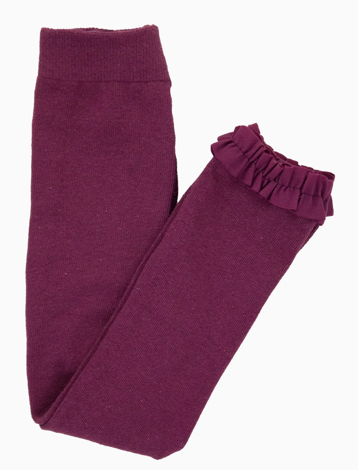 Girls Eggplant Harvest Footless Ruffle Tights
