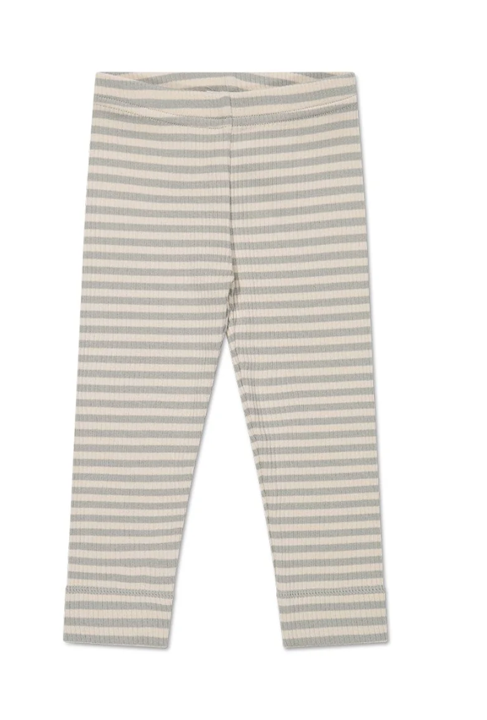 Organic Cotton Modal Elastane Legging - Narrow Stripe Willow/Soft Clay