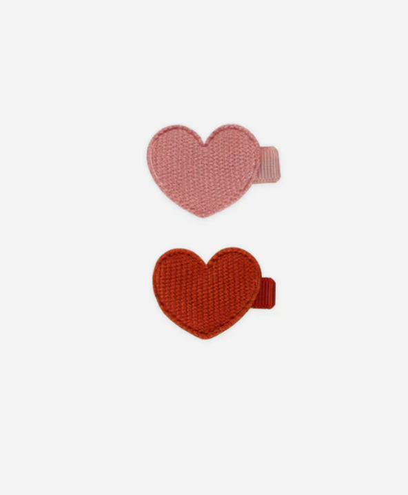 Heart Clips, Set of 2 || Red, Lipstick