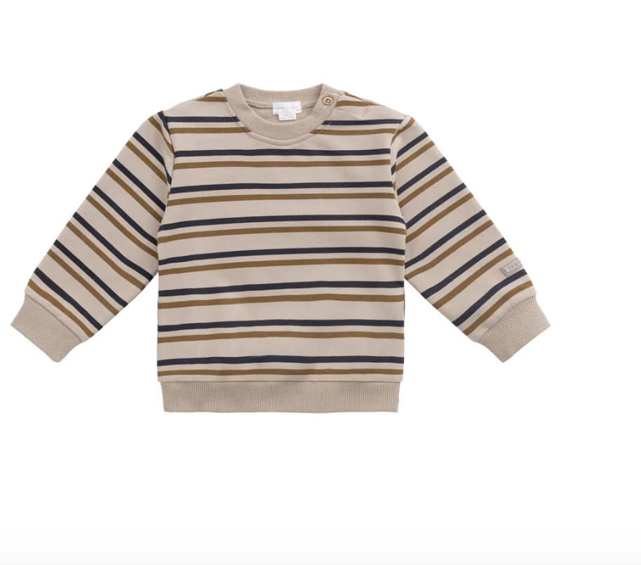 Organic Cotton Jalen Oversized Jumper - Raynor Stripe Pale Khaki