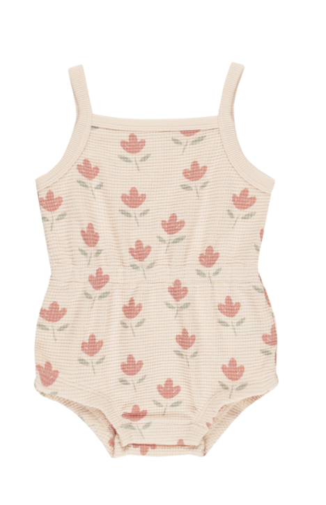 WAFFLE CINCH ROMPER || TULIPS