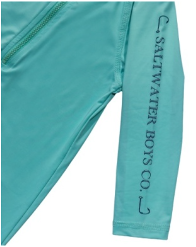 TYBEE RASHGUARD ROMPER- AQUA