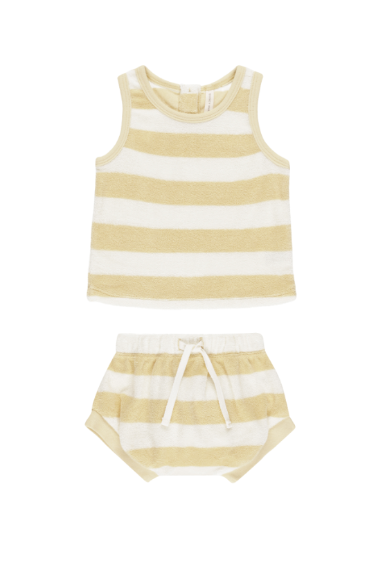 TERRY TANK + SHORT SET || YELLOW STRIPE