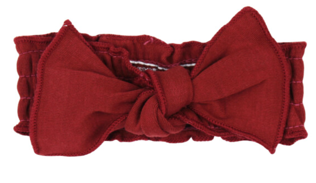 Crimson Smocked Tie Headband