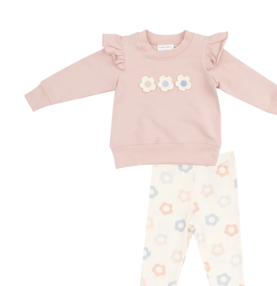 Daisy Pop French Terry Ruffle Sweatshirt + Leggings