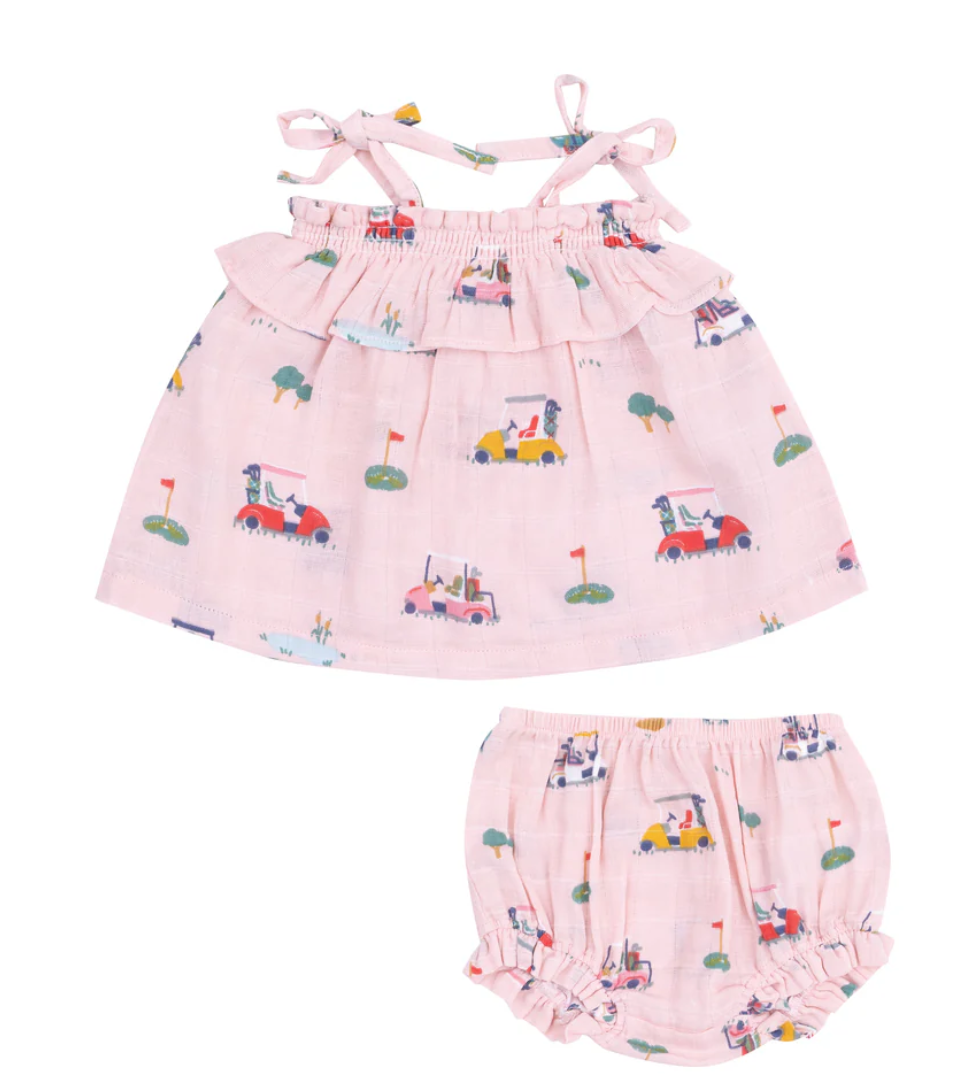 Golf Cart Cuties Ruffle Top & Bloomer Pink