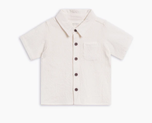 Landon Seersucker Collared Button Down Shirt - Coconut