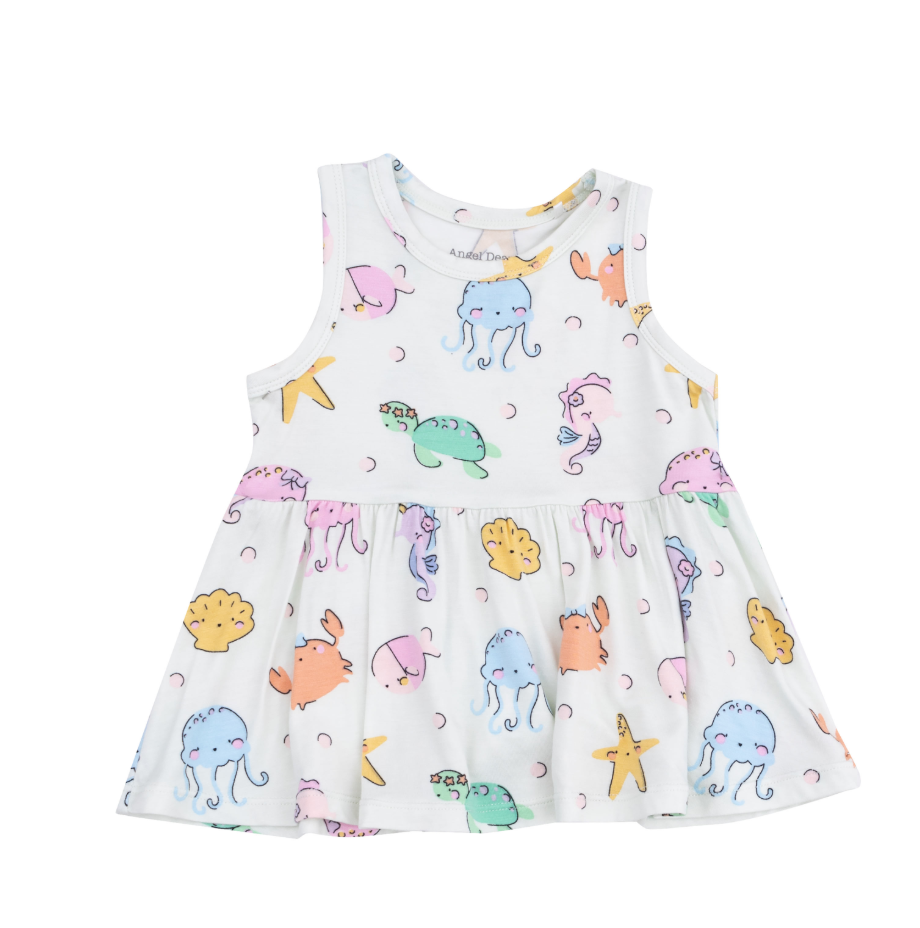 Cutie Sea Creatures Peplum Tank Top And Bike Short