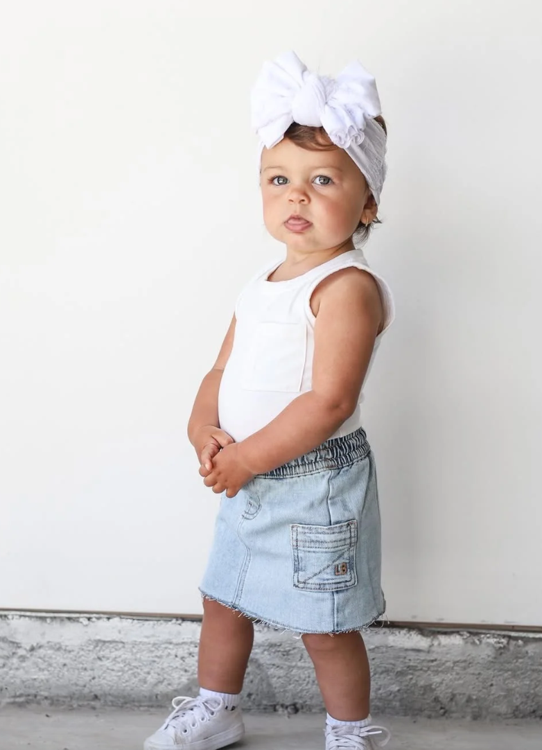 Cargo Denim Skirt - Light Wash