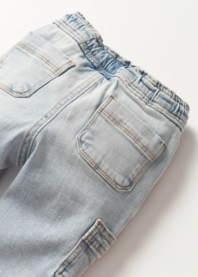 Cargo Denim Jogger - Light Wash