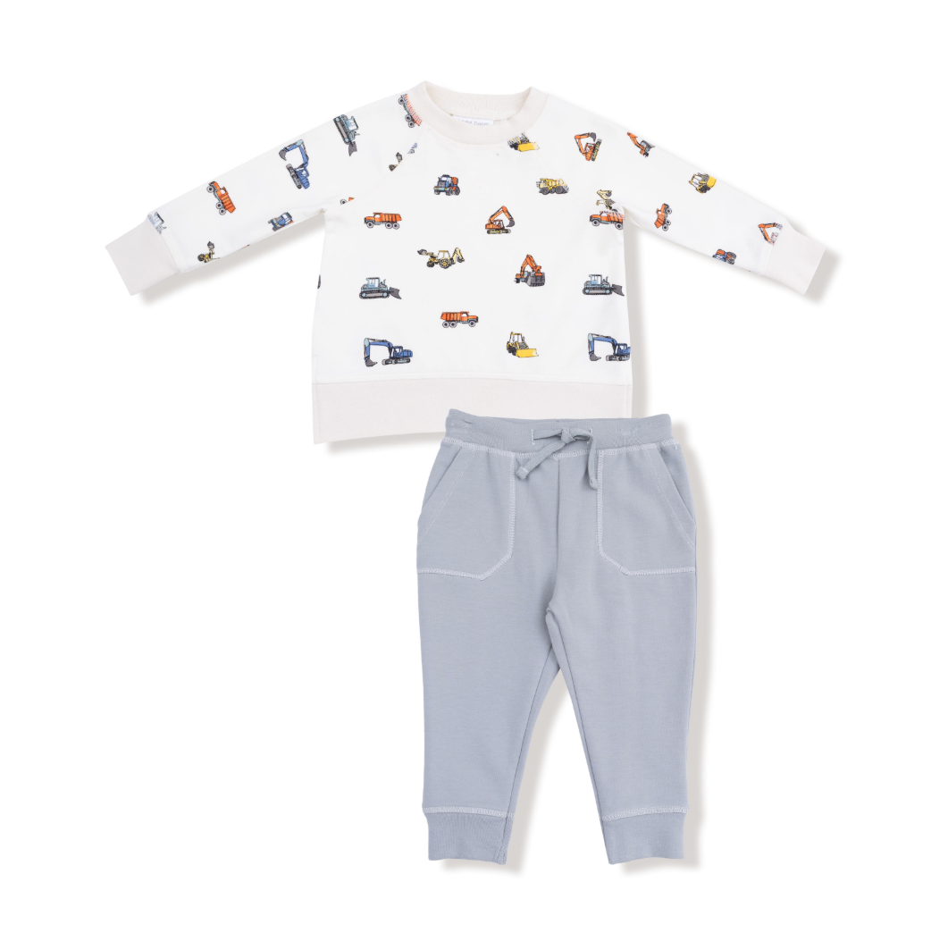 Construction Vehicles - French Terry - Raglan Sweatshirt And Jogger Set