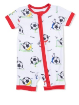 Soccer Balls Playing Soccer Blue - Shortie 2 Way Zipper Romper