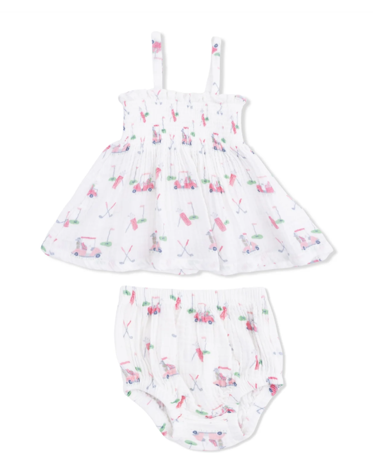 Baby Golf Carts Pink - Smocked Top With Bloomer