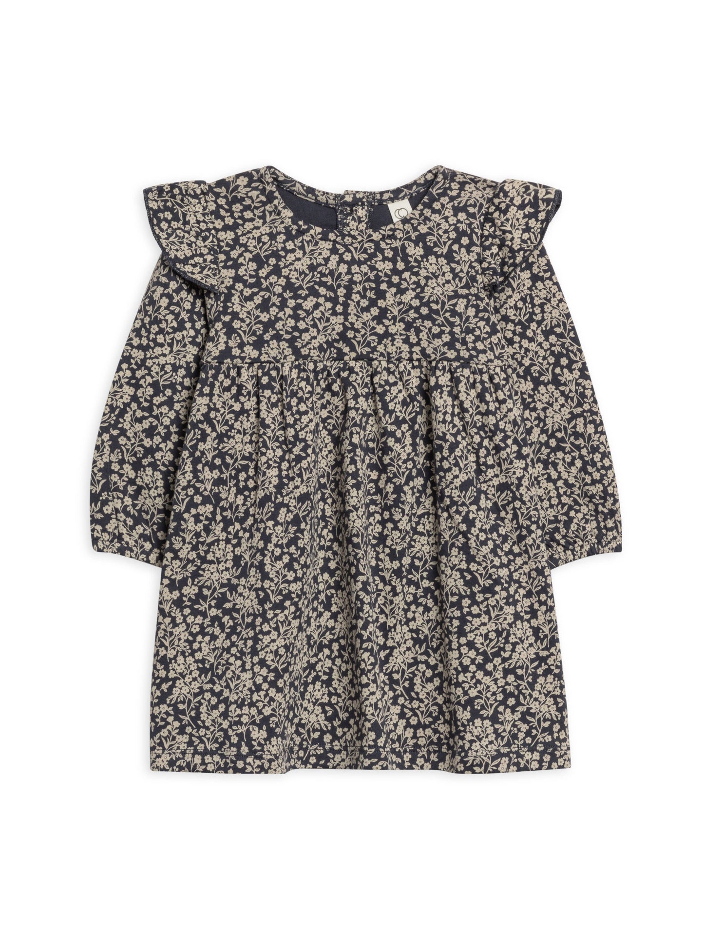 Colored Organics - Mika Ruffle Long Sleeve Dress - Chicory Floral / Navy