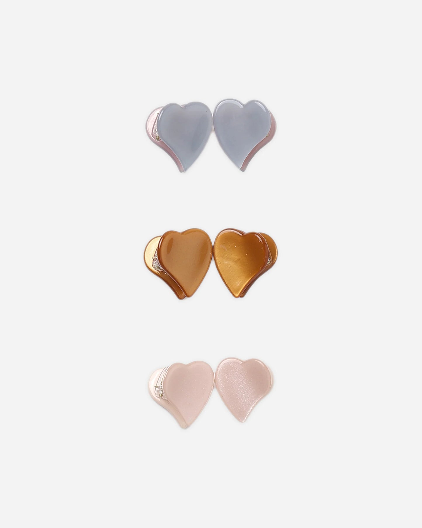 Heart Mini Clips Dusty Blue, Clay, Blush