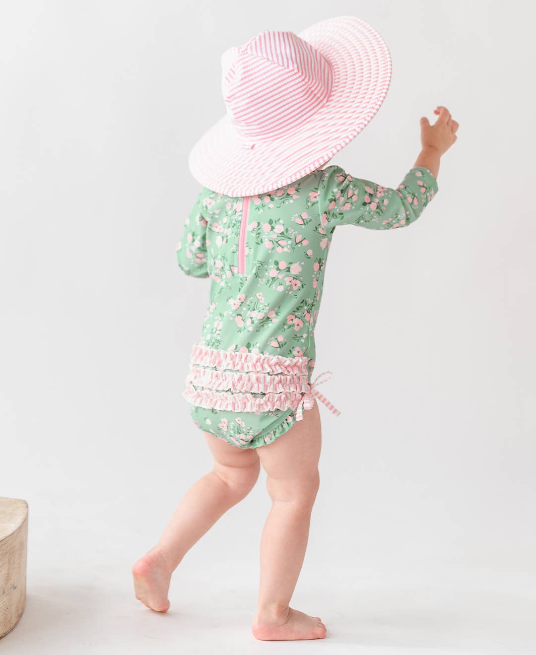 Girls Pink Seersucker Swim Hat