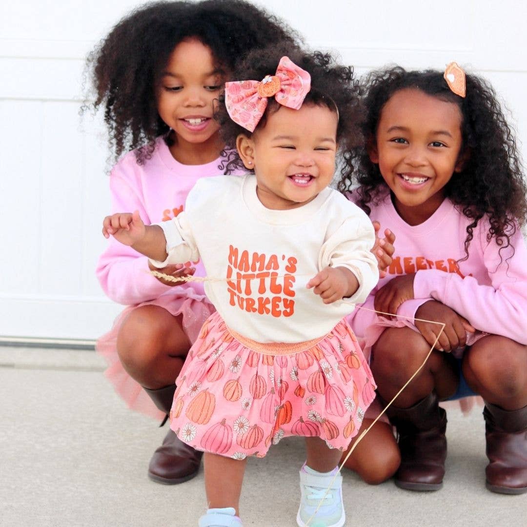 Pumpkin Daisy Blush Tulle Bow Baby Headband